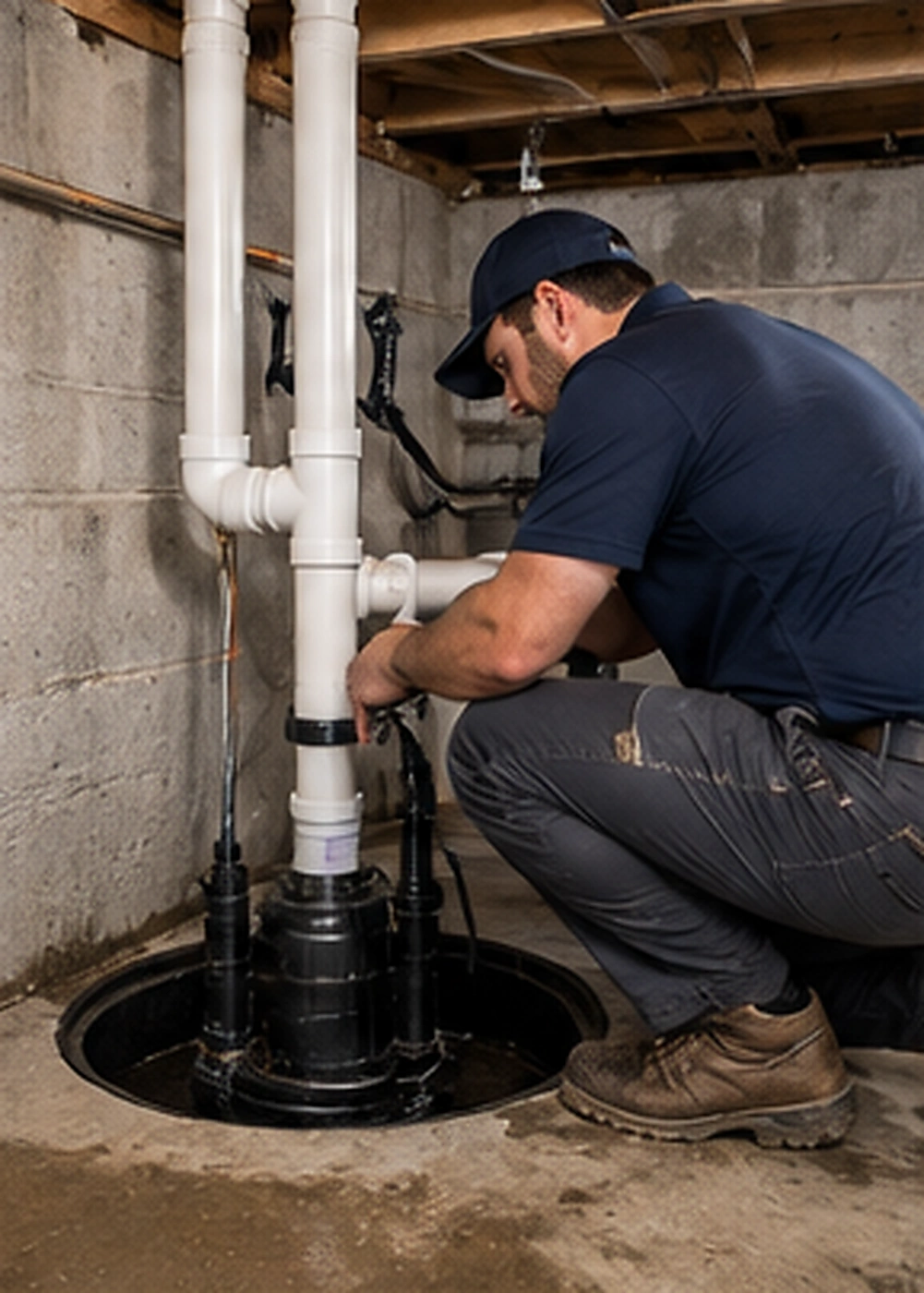 Burst pipe spraying water during burst pipe repair service in Ridgewood, NJ