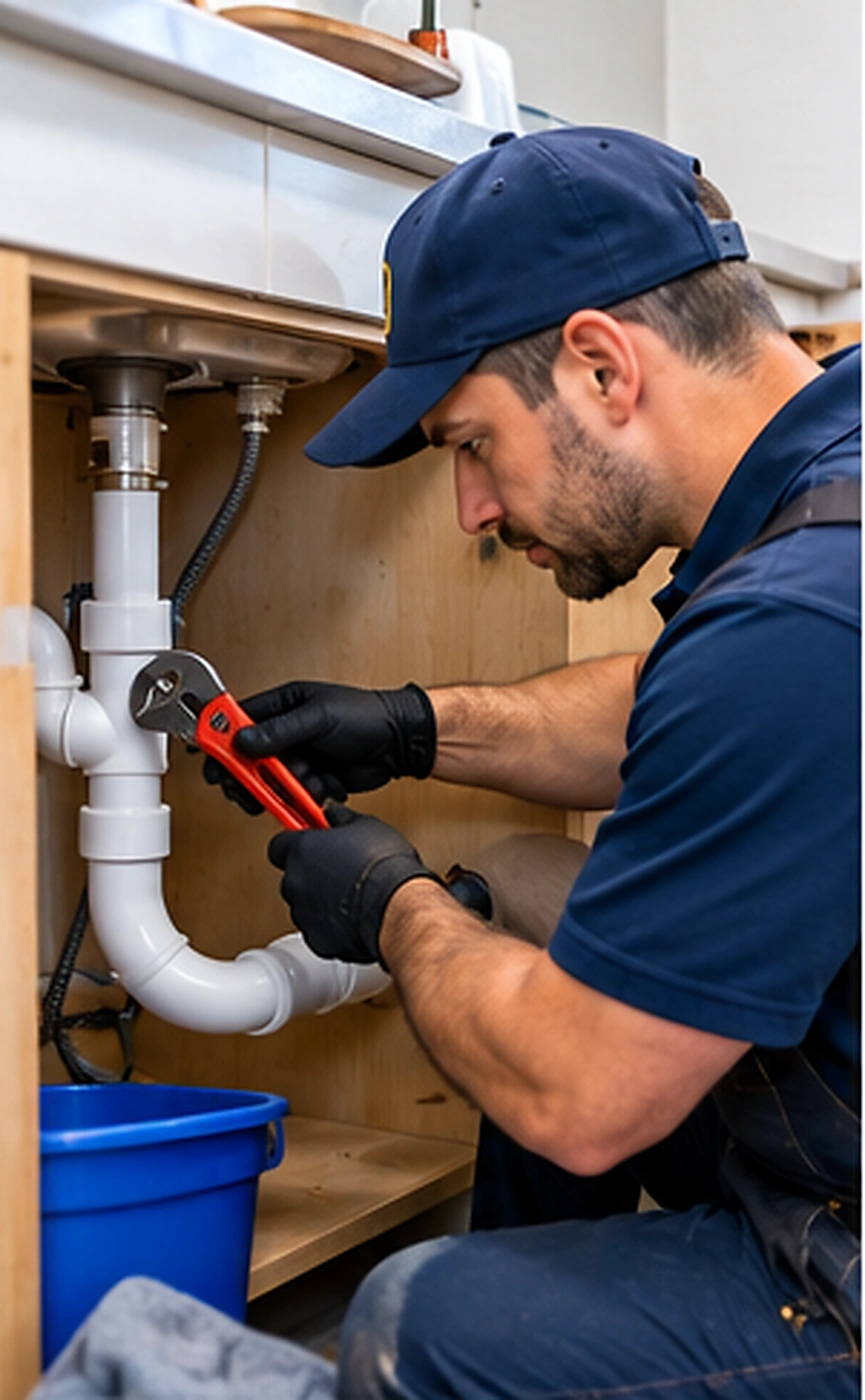 Kitchen plumbing pipe repair during burst pipe repair service in Ridgewood, NJ