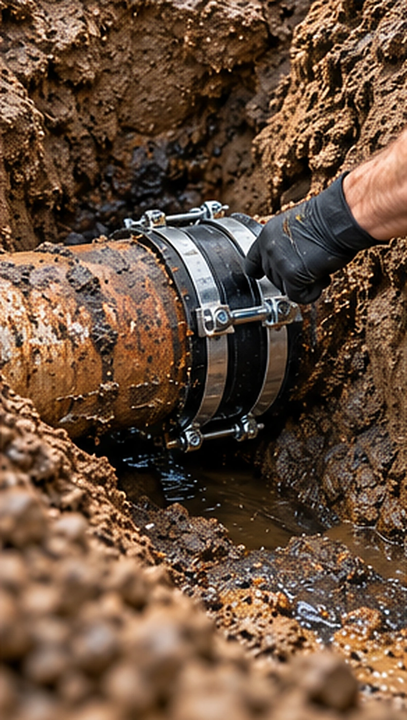 Powered drain snake clearing a drain during clogged drain cleaning service in Ridgewood, NJ
