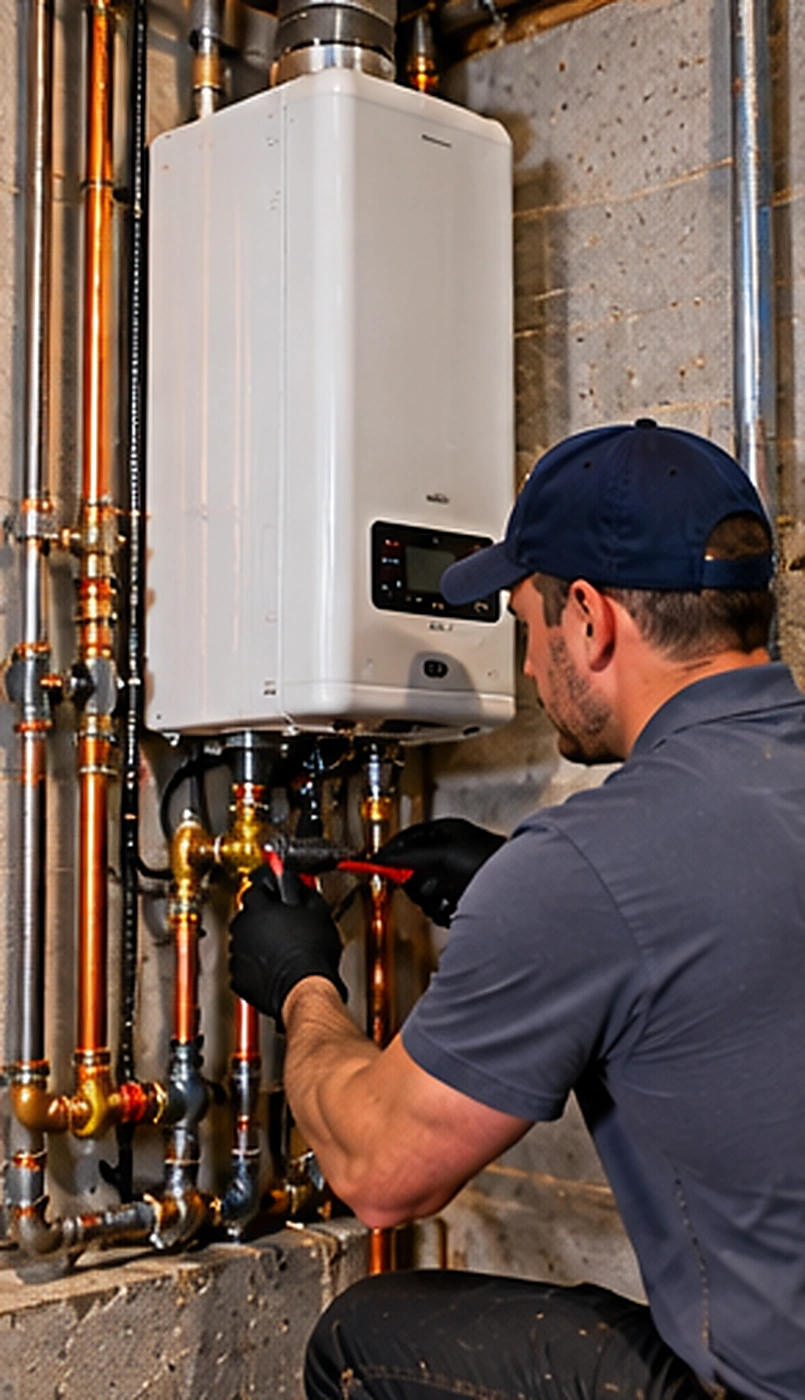 Garbage disposal service beneath a kitchen sink during fixture & appliance plumbing service in Ridgewood, NJ