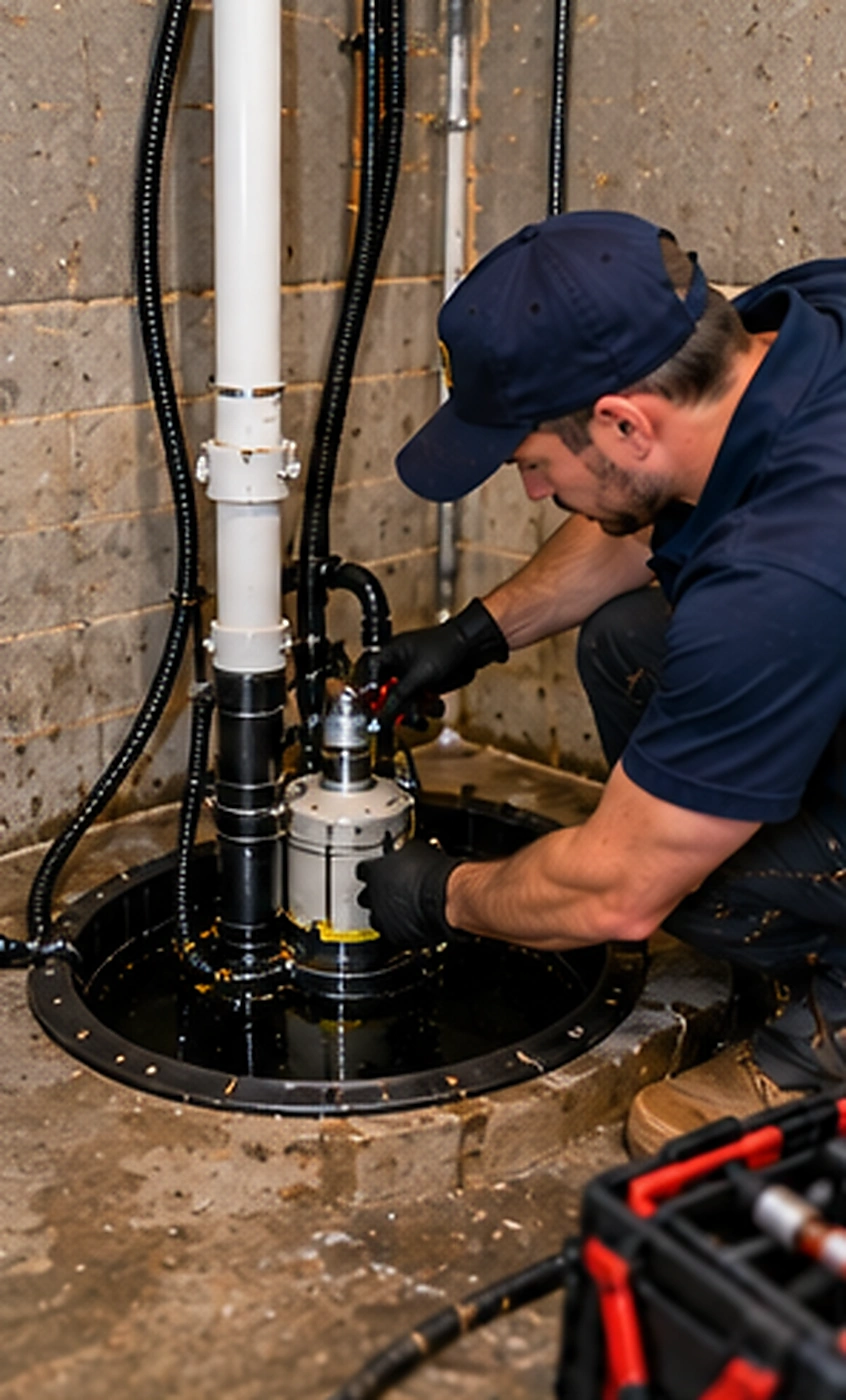 Plumber repairing a toilet during oil-to-gas heating conversion service in Ridgewood, NJ