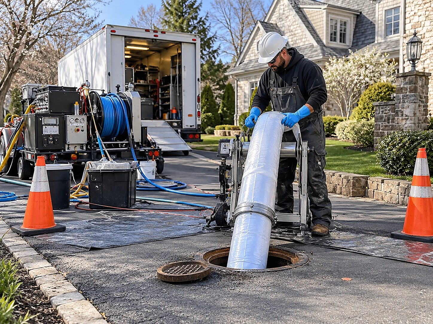 Plumber repairing a toilet during property management plumbing contracts service in Ridgewood, NJ